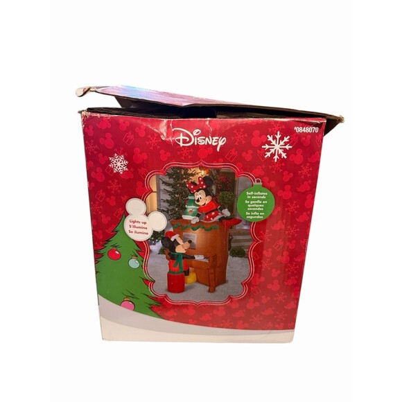 Christmas Disney 7.5 ft Light Up Mickey & Minnie Mouse Piano Airblown Inflatable - Picture 12 of 16